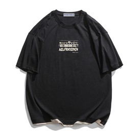 Aelfric Eden Mens 90s Vintage Oversized Shirts Unisex Harajuku T Shirt Print Graphic Tees Casual Summer Streetwear Top Black