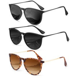 ANYLUV Womens Polarized Sunglasses Lightweight Round Sunglasses for Women Men with UV Protection 3 Packs
