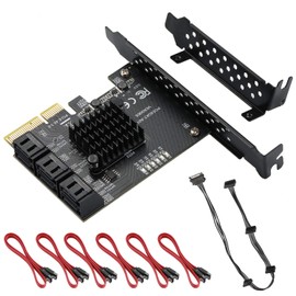 MZHOU PCIe 6-Port SATA 3.0 Expansion Card - 6 Gbps with 6 SATA Cables and Low Profile Bracket