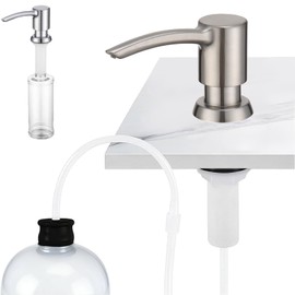 Brushed Nickel Soap Dispenser for Kitchen Sink, Built in Sink Soap Dispenser, Countertop Dispenser Pump with 47.2" Silicone Long Tube for 0.79 "- 1.38" High Capacity Bottle Mouths