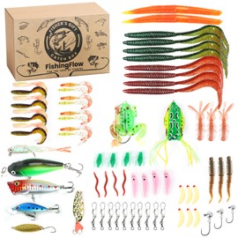 71Pcs Fishing Lures Kit, Fishing Tackle Box Fishing Baits Including Crankbaits for Bass, Salmon for Freshwater and Saltwater, Sea Fishing Accessories Pike Lures, Fishing Gifts for Men Father Husband