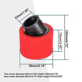 GOOFIT 42mm Bent Filtro de aire de espuma de repuesto para 4 tiempos 125cc 150cc 200cc 250cc CRF KLX Dirt Bike Moto ATV Scooter Quad Go Kart