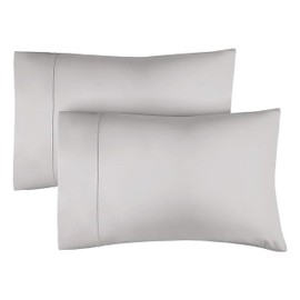 100% Cotton Pillow Cases Queen Size - Cooling, Breathable & Soft Pillowcase Covers Set of 2 - Extra Soft - 400 Thread Count Cotton - Machine Washable Protectors - Luxury Linen Pillowcases - Light Grey
