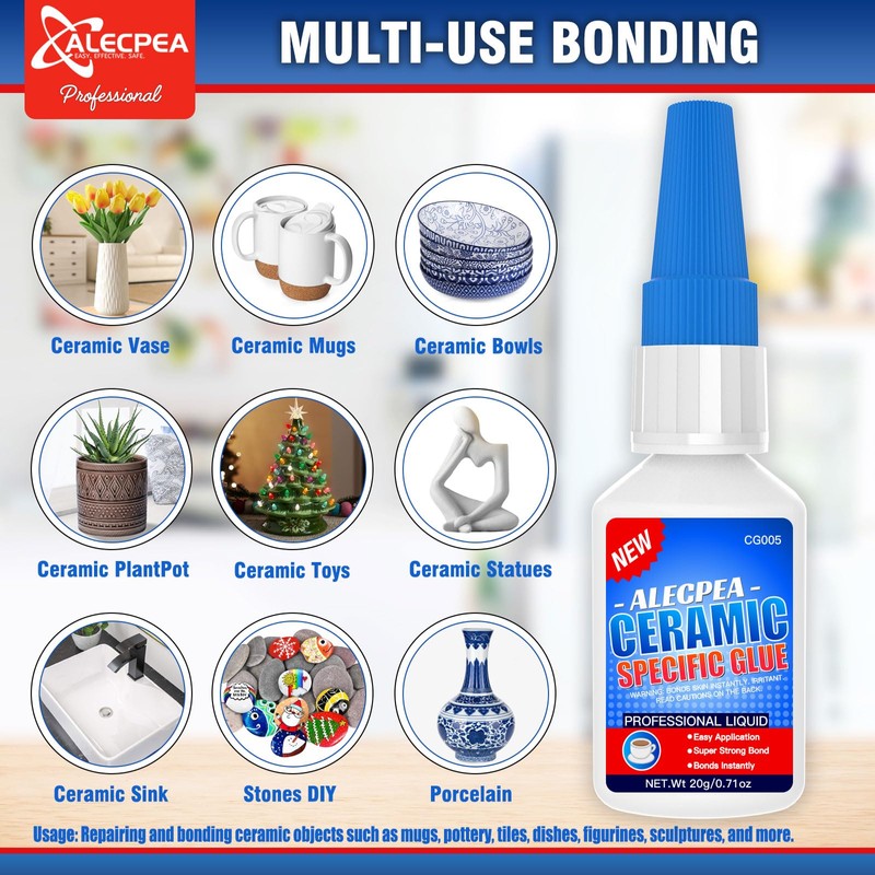 ALECPEA 20g Ceramic Glue - High-Strength Adhesive for Porcelain &