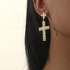 Gold Rhinestone Cross Earrings for Women Prom Earrings Jewelry Sparkly