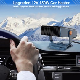 Car Heater, 2-in-1 Multi-Function Portable 12V Heater for Car, Plug-in Defroster & Windshield Heater, 360° Rotating Portable Car Heater for Vehicle