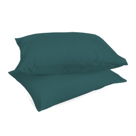 Zer0bed, Pair of Pillowcases in Cotton, 52 x 80 cm, Teal, Set of 2, Plain Colour, 100% Cotton, Bed Pillow, Envelope Closure