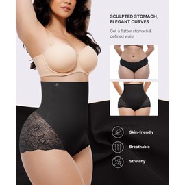 SHAPELLX Shapewear Tummy Control Underwear for Women High Waisted Body Shaper Compression Panties Invisible BLACK L