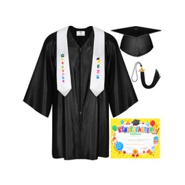 SOMSOC 5 Pack 2025 Graduation Gown Cap Stole Set with Tassel Certificate Graduation Kit for Graduates Preschool Kindergarten