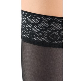 medi Sheer & Soft for Women, 15-20 mmHg, Thigh w/ Lace Top-Band, Closed Toe - Ebony, VII - Petite