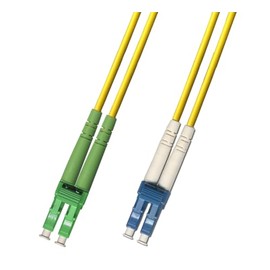 15M Singlemode Duplex Fiber Optic Cable (9/125) - LC/APC to LC/UPC