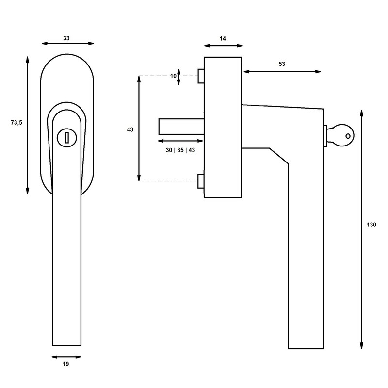 Ck-türbeschläge New Orleans V3 Lockable Window Handle V2A Stainless Steel