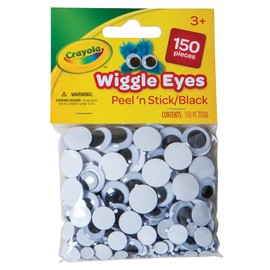 Crayola Peel & Stick Wiggle Eyes, Black, 150-Count