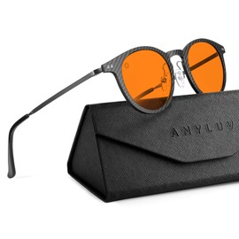 ANYLUV Blue Light Glasses Men, Stylish Square Carbon Fiber Eyewear, Anti Eyestrain, Lightweight Mens Computer Gaming Glasses