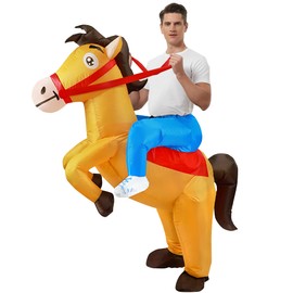 Amlisia Inflatable Horse Costume, Inflatable Horse Costume Adults Inflatable Cowboy Riding Horse Costume Funny Blow up Ride on Horse Costume for Men Women Fancy Dress Up Cosplay Party