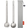 TiTo 2Pcs Titanium Spork Ultralight Long Handle Spoon Fork Portabale