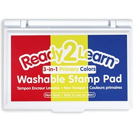 READY 2 LEARN Washable Stamp Pad 3-in-1 - Primary Colors - Red, Yellow and Blue - Non-Toxic - Fade Resistant - Perfect for Scrapbooks, Posters and Cards - New and Improved 2022 Version