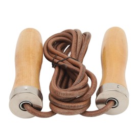 SUNGOOYUE Rope Cowhide Wooden Lightweight Handle Highly Effective Skipping Rope Fitness Exercise for Home Gym Outdoors