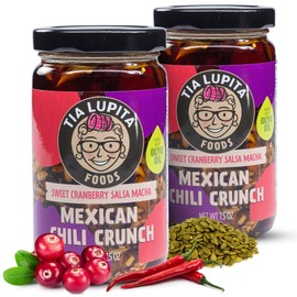 Tia Lupita Mexican Chili Crunch Cranberry – Salsa Macha, Crunchy Morita Chili Oil | Gluten-Free, Non-GMO, Vegan | 7.5 Oz (Pack of 2)
