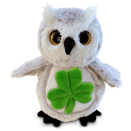 DolliBu Owl Bird Stuffed Animal with Green Plush Shamrock - Cute Green Shamrock Plush St Patricks Day Stuffed Animal Owl, Good Luck St Patricks Day Toys for Kids, Baby - 8.5 Inches
