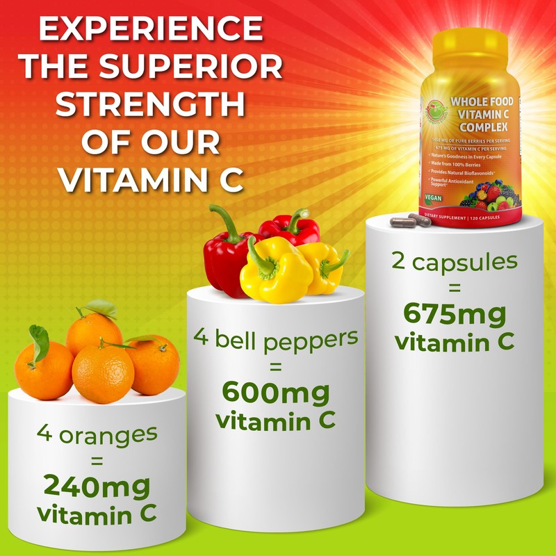 Whole Food Vitamin C Complex - 1450mg Organic Berries -
