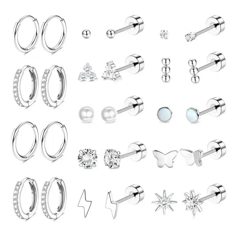Daiweiyox 14pares Aretes Mujer De Acero Inoxidable Para Piercing Oreja