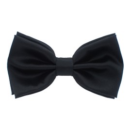 Bow Tie House Real Silk Classic Pre-Tied Bow Tie Formal Solid Tuxedo (Medium, Black)