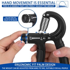 peinat Hand Trainer Forearm Trainer (Set of 2) 5-60 kg Adjustable Finger Trainer Grip Strength Training Set for Fitness Climbing Strength Training Hand Rehabilitation