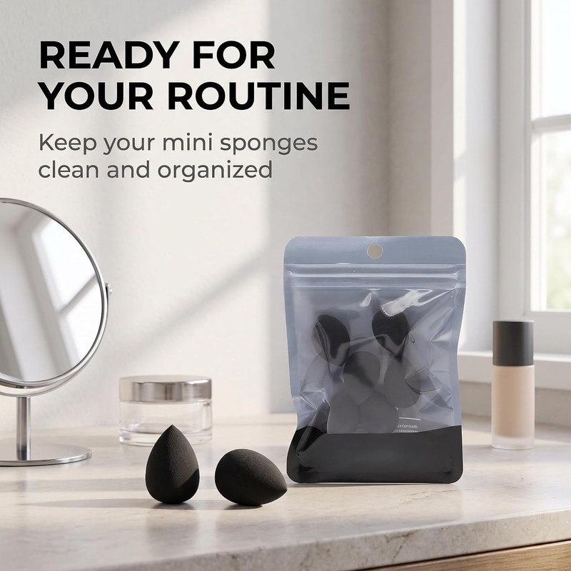 12 PCS Mini Makeup Sponge, Black Small Beauty Sponge Blender