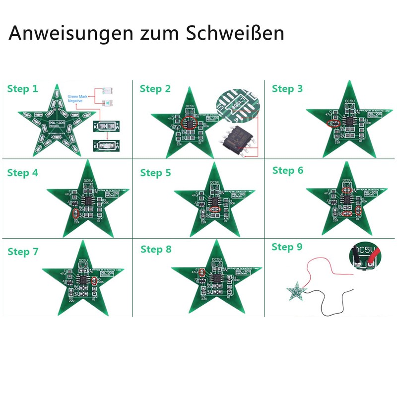 Soldering Training Practice Learning Electronic Kits Five Pointed Star Breathing