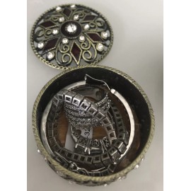 Unbranded Jeweled, Enameled Regal Trinket Ring Box  Rhinestone Crystals. Round Gift!