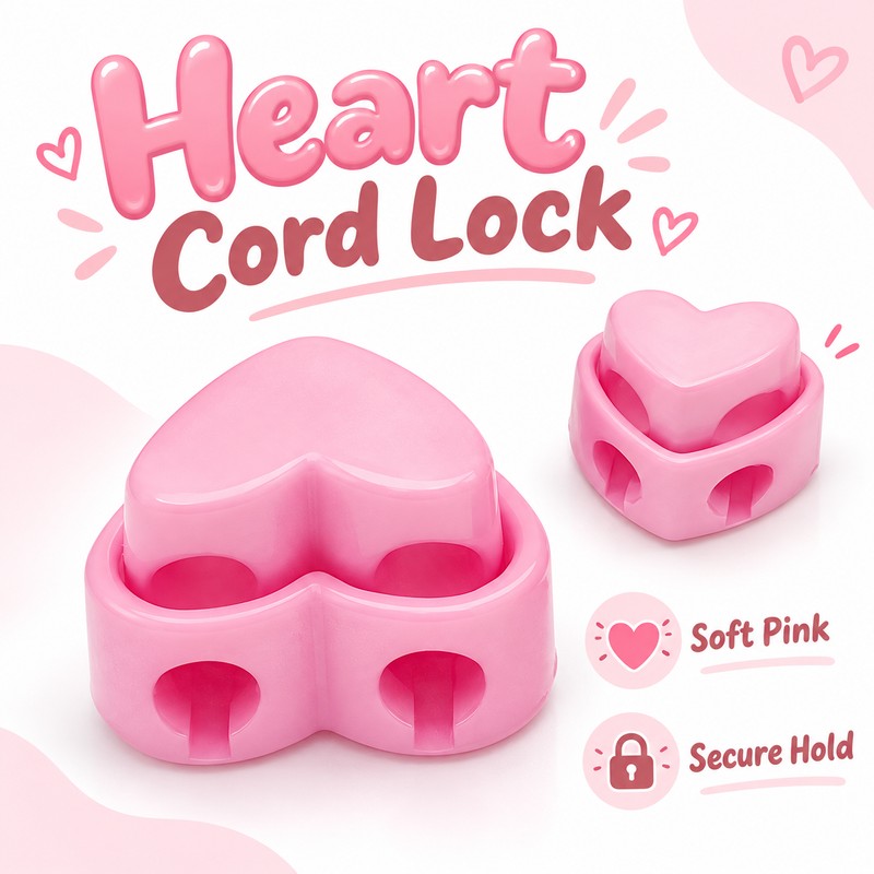 5-Piece Heart-Shaped Knitting Needle Stoppers – Double-Hole Spring Cord Locks