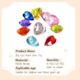 NLR [10pcs 4cm] Big Size Kids Heart Toy, Acrylic Gem Set, Pirate Treasure Hunt | Easter Egg Fillers | Diving Instructor | Party Favor, Gift for Birthday/Christmas/Easter Prizes