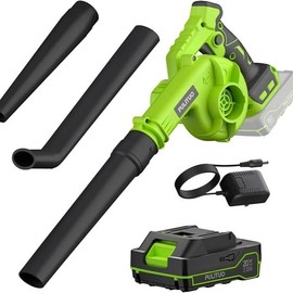 PULITUO Cordless Leaf Blower with 4.0Ah Battery and Charger Lightweight for Lawn Patio Yard Garden Dust:_1 Battery-Green