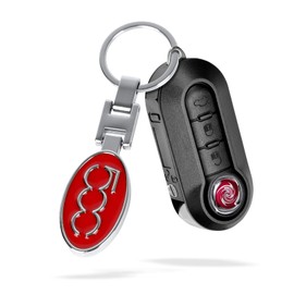 OYDDL Universal Car Carbon Fibre Key Ring Cover Logo Suitable for 500 500e 500c 500l 500x Accessories (Red)