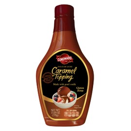 CORONADO Dulce de Leche Caramel Topping – Sweet Cajeta Sauce/Spread with Real Goat Milk – Squeezable Bottle, 13 Oz (Caramel)