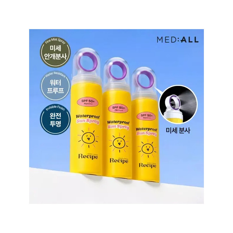 Mediol 메디올 워터프루프 선스프레이 80ml 3개/미세안개분사 완전투명 썬스프레이 Mediol Waterproof