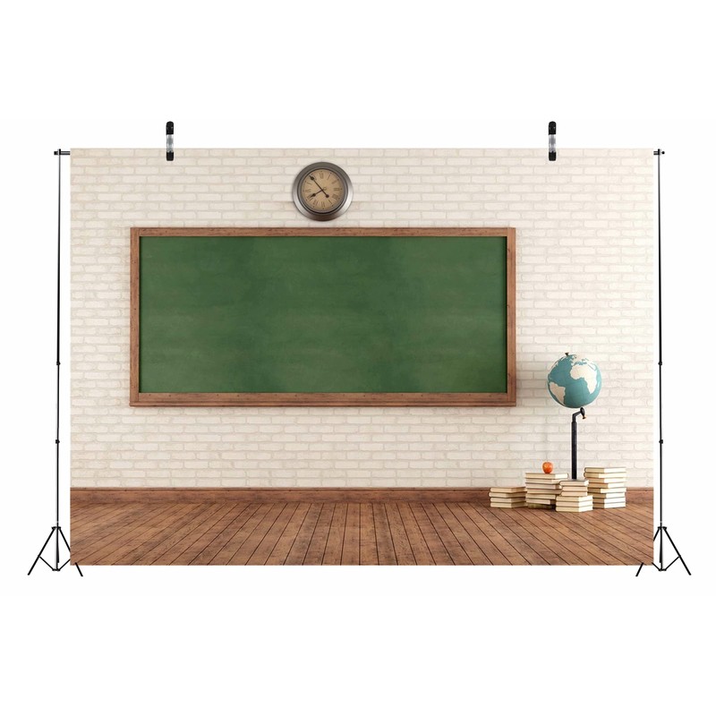 BELECO 5x3ft Fabric School Backdrop Empty Vintage Classroom Green Blackboard