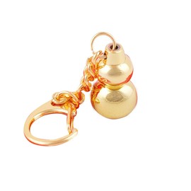 Feng Shui Product-Golden Brass Wulou Wu Lu Gourd Hulu Keychain + Free Red String Bracelet W1182
