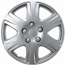 Fuel Rider Set of 4 Silver Wheel Cover Hubcaps for 15 Inch Standard Steel Wheels - Snap-On Auto Tire Wheel Hub Cap Replacement