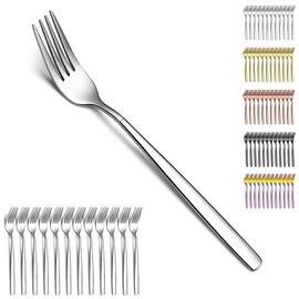 Berglander Dinner Forks of 12, Stainless Steel Modern Fork Set, Forks and Spoons Silverware, Spoons and Forks Set