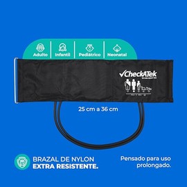 Checkatek Kit Baumanómetro Aneroide con Estetoscopio Doble, Medidor de Presión Arterial Manual Profesional con Brazalete Adulto y Estuche (Negro)