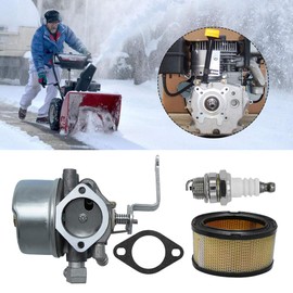 Anxingo 640152 Carburetor Kit Air Filter 33268 Spark Plug Replacement for Tecumseh Engine Snow Blower Mower 5000w Generator 640152A 640023 640051 640140 640152 HM80 HM90 HM100 8-10 HP Carb
