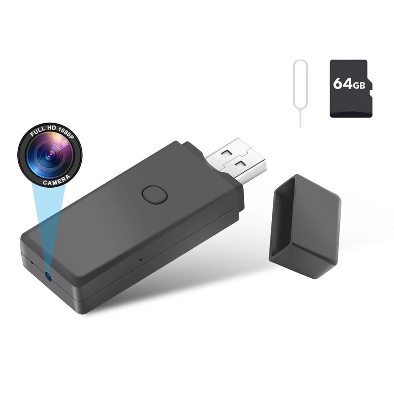 rumhams 64GB USB Flash Drive Camera,1080P Video Resolution Security, Rechargeable