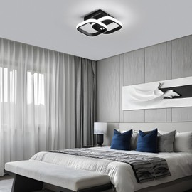 SENQIU LED Ceiling Light, Modern Ceiling Light LED Square 22 W 2475 LM, Black Acrylic Ceiling Lighting for Bedroom, Living Room, Kitchen, Hallway, Bathroom, 6500 K Cool White