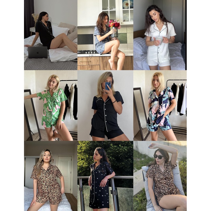 Ekouaer 2 Pack Womens Pajamas Set Button Down Summer Sleepwear