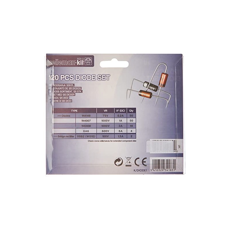 Velleman K/Diode1 Diode Assortment 120 Pieces 112000