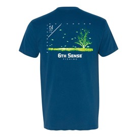 6th Sense Fishing - Sonar Gaming Tee - Front Facing Sonar Fan (US, Alpha, Large, Regular, Regular, Cool Blue)