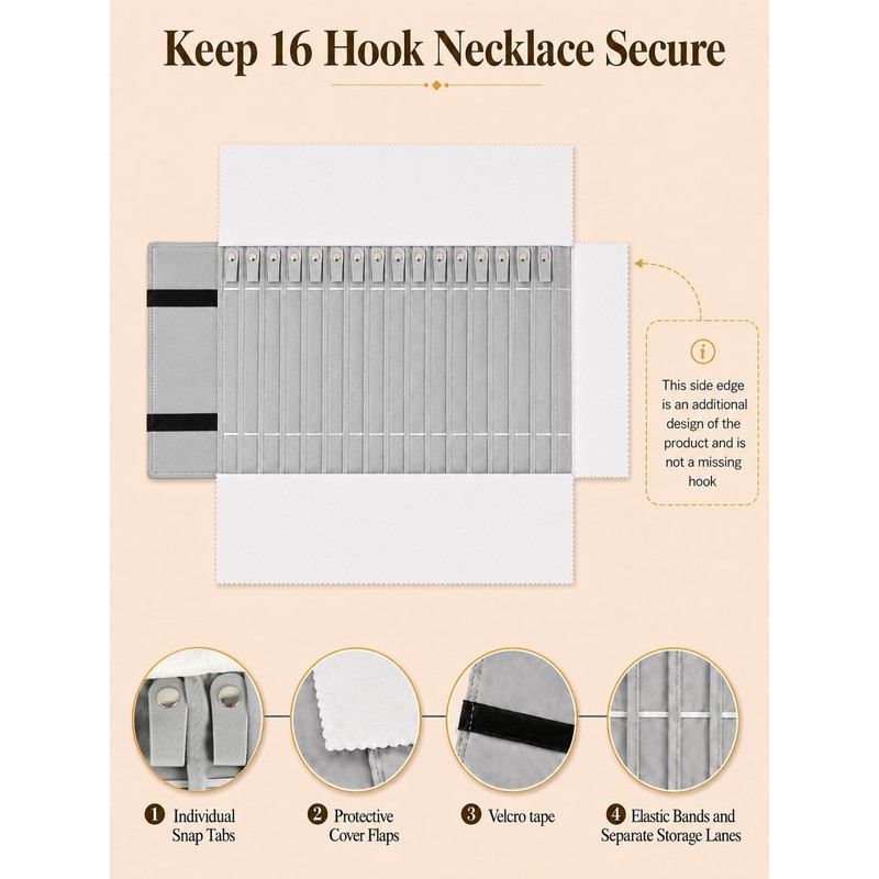 SCIKHEFT Portable Jewelry Roll, Tangle-Free Safe Necklace Travel Storage Bag,