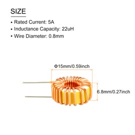 Rebower Toroid Core Inductance Common Mode Coil Copper Electric Wire 22uH 5A / 10 Pieces